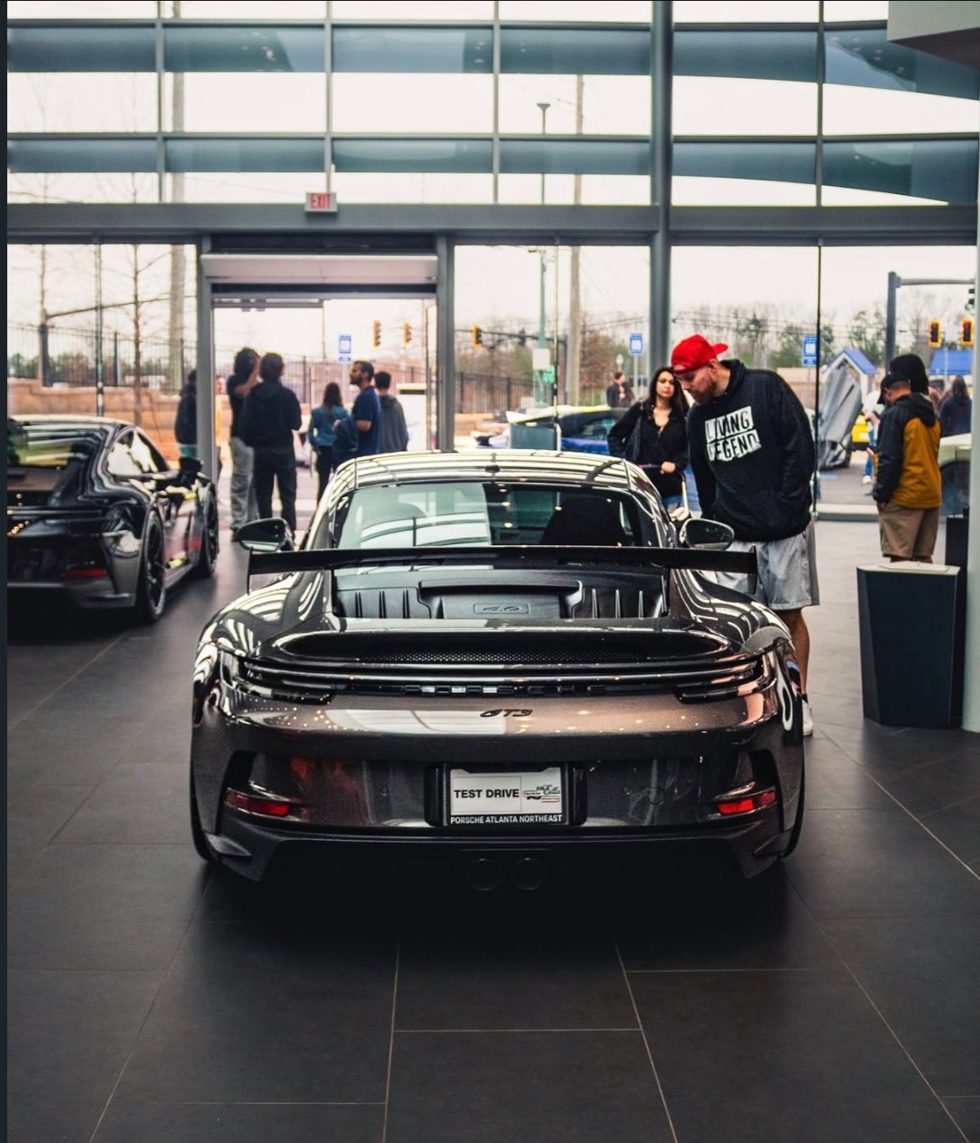 Porsche 911 GT3 RS rear detail inside Porsche ATL Northeast dealership
